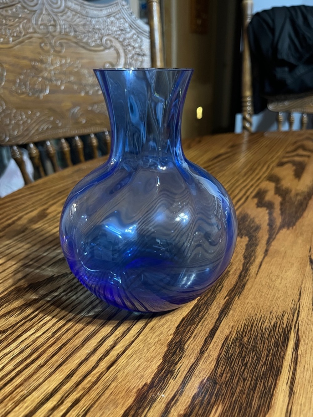 Cobalt Blue Swirl Glass Vase